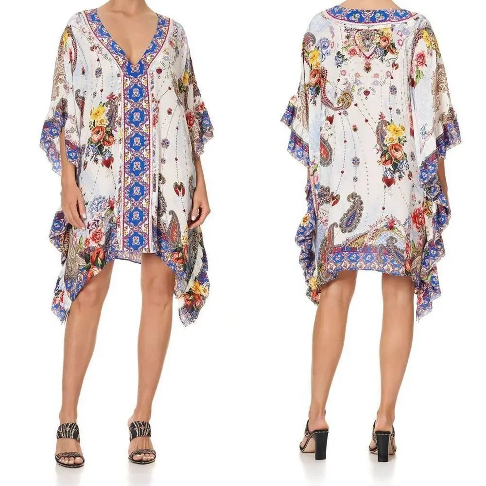 CAMILLA v-neck kaftan with ruffle sleeve, Frida Freedom One Size $699